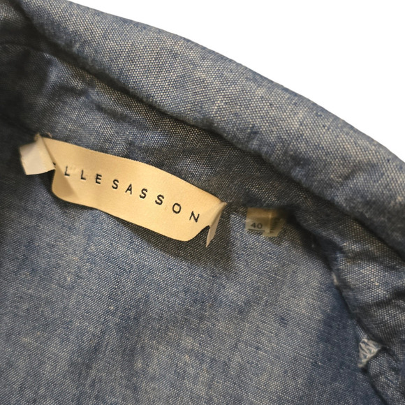 Elle Sasson Betty Sleeveless Shirtdress blue horses abstract size 40 8 medium - Picture 5 of 9